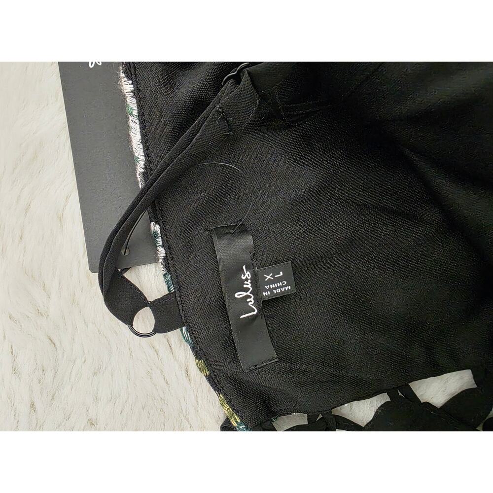 NWT Lulus Notorious Refinement Black Multi Embroidered Lace-Up Midi Dress XL - Picture 13 of 15